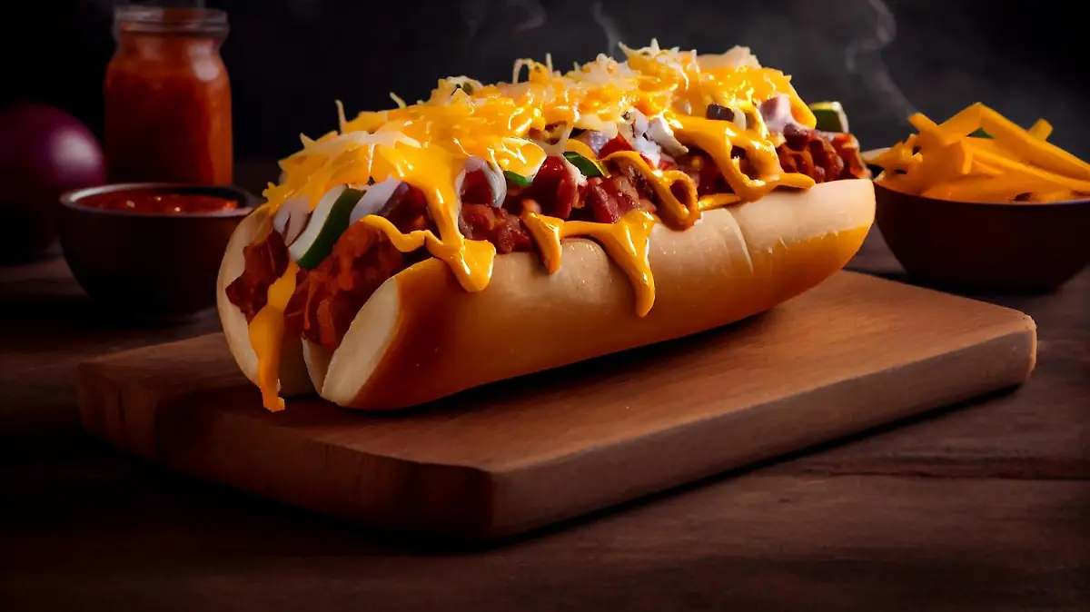hot dog ternera parrilla snack ketchup ia generativa