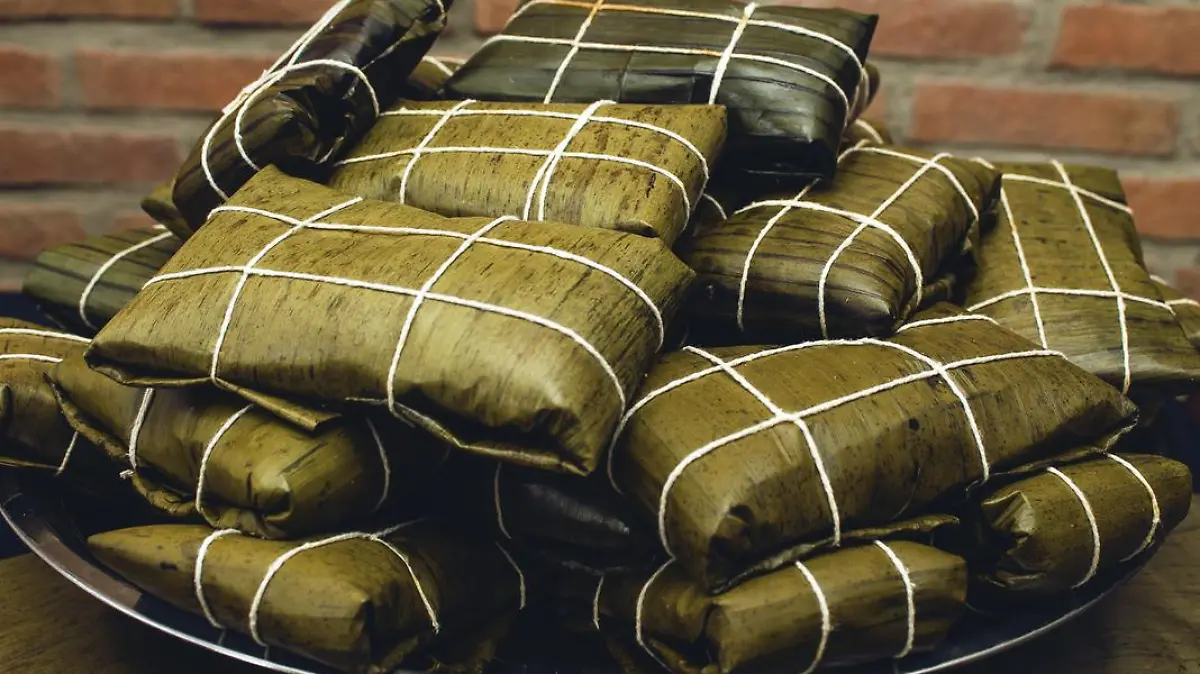 Closeup shot of Venezuelan Hallaca dish