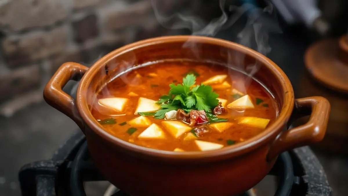 pikaso texttoimage A clay pot with pozole steaming on a traditional M 2