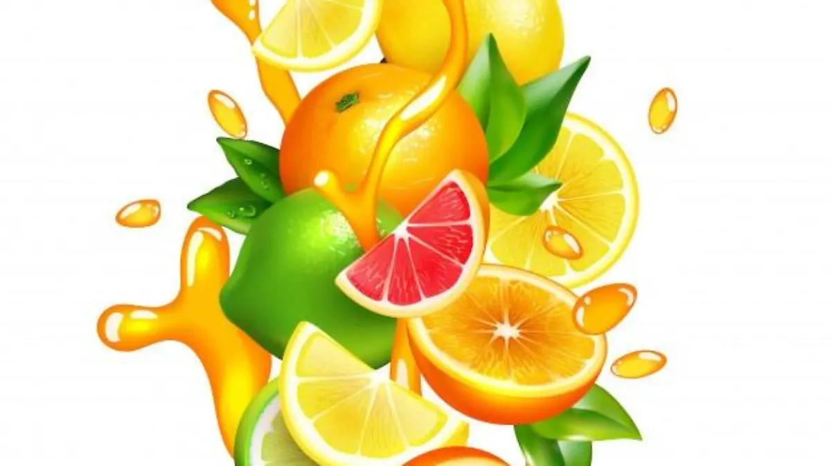 jugo frutas citricas gotas composicion colorida 1284 15785