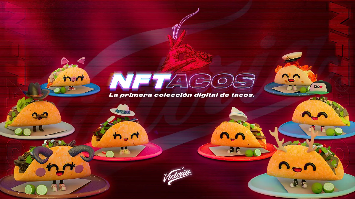 Taquero NFTACOS PR con tacos Vers ioin NFT con logo de Victoria