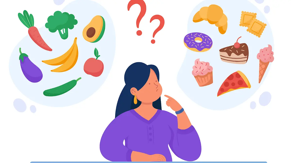 Healthy vs unhealthy food vector flat illustration.