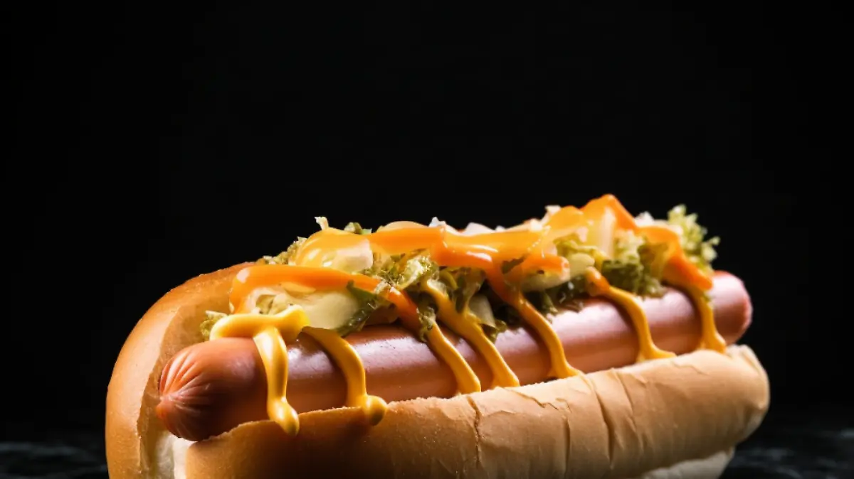 Hotdog in black background