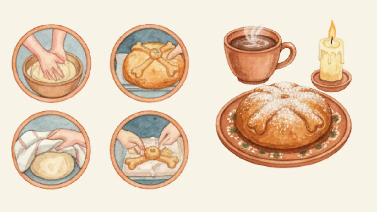 Los cuatro “huesitos” de masa representan los rumbos del universo según la cosmovisión mesoamericana.