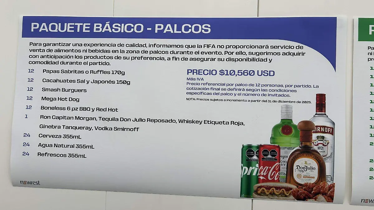 Comida Mundial 2026 palcos