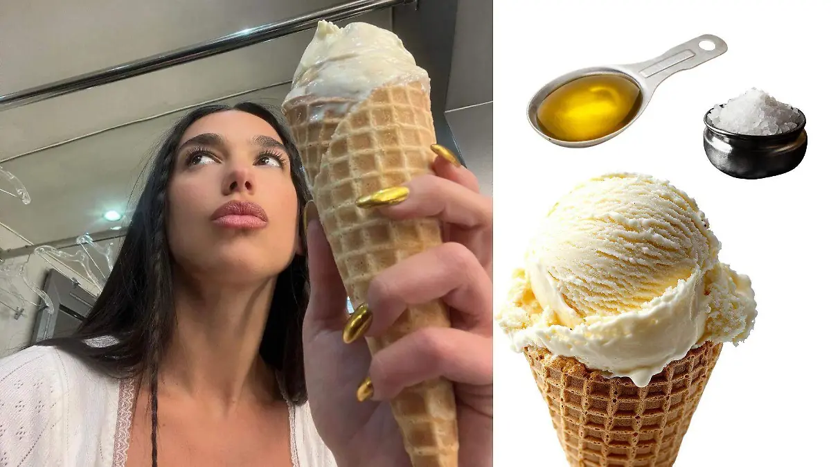 Dua Lipa reveló su combinación de helado con aceite de oliva y sal marina, una mezcla curiosa que ganó popularidad en redes.