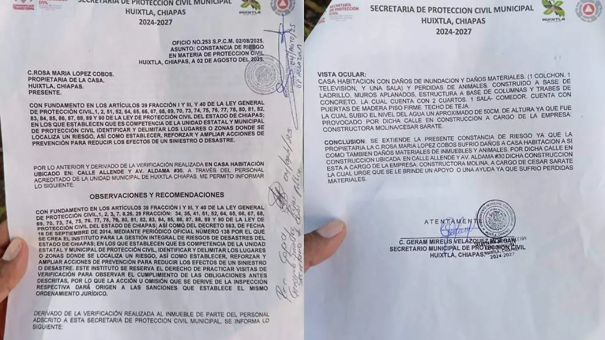 constancia de riesgo