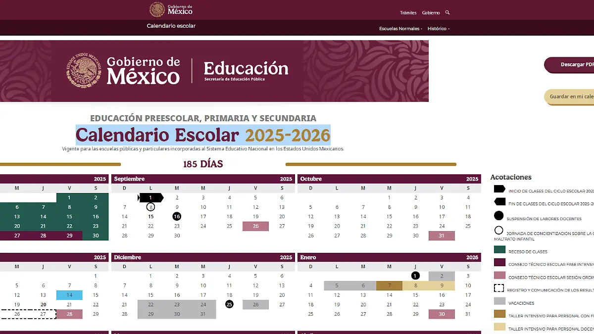 calendario escolar 