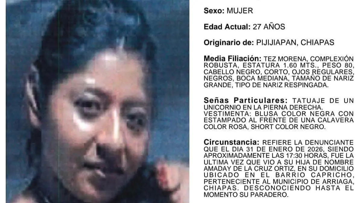 Desaparecida en Arriaga