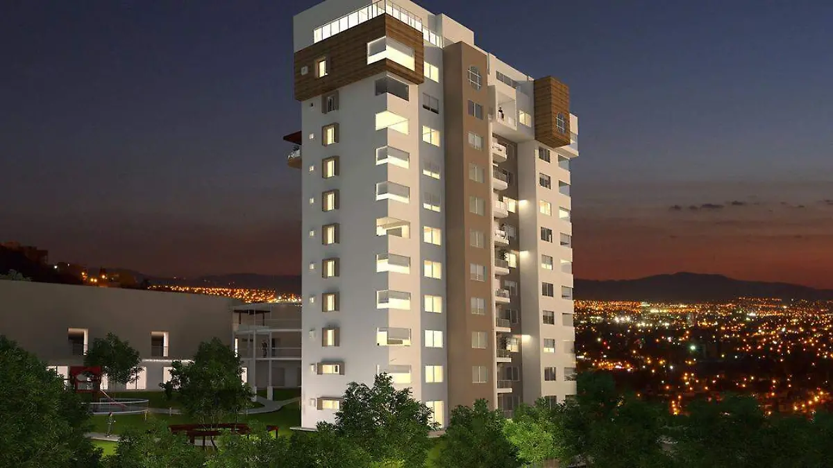 Fachada-de-Noche-Departamentos-en-Queretaro
