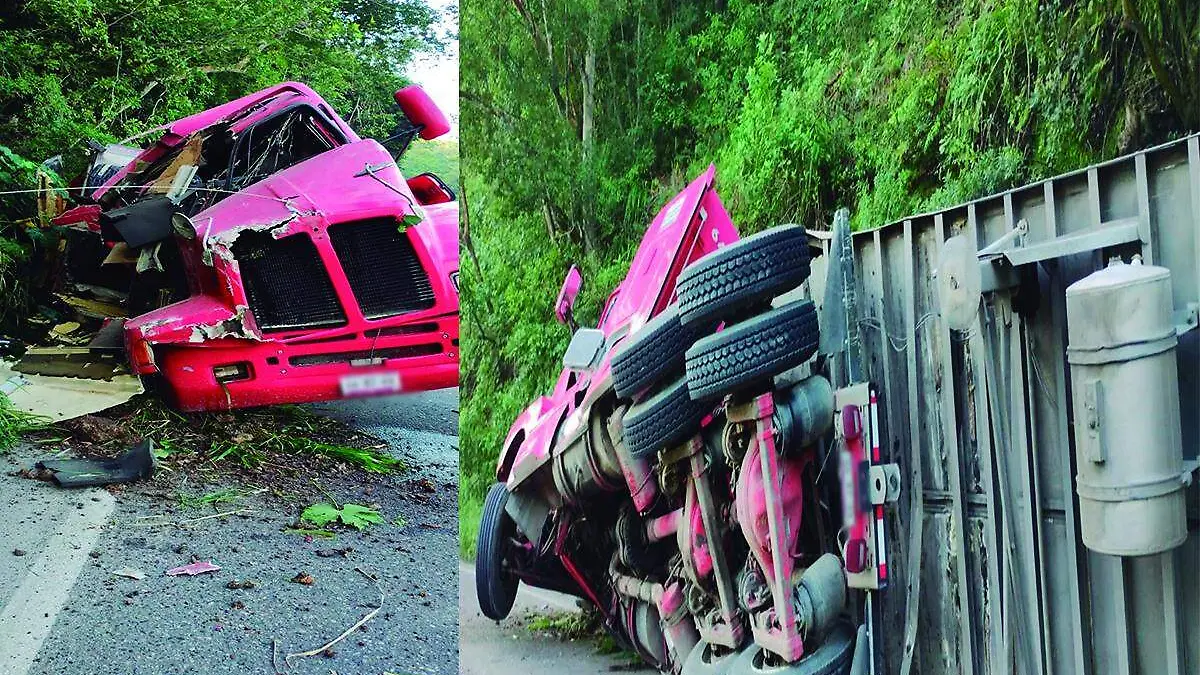 Tráiler accidentado en Gutiérrez Zamora