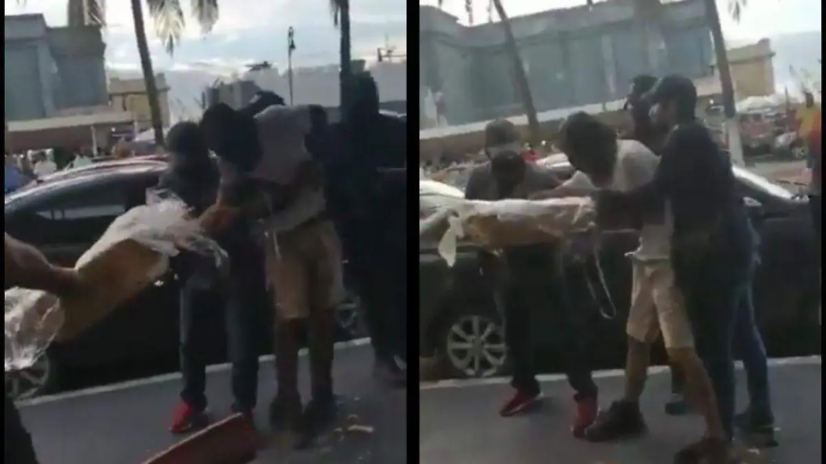Captan a personal de Comercio de veracruz agrediendo a vendedor ambulante