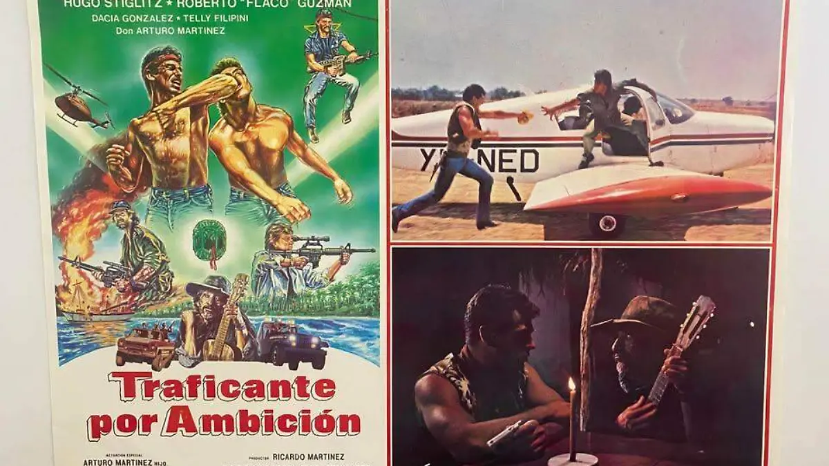 Carteles de la película "Traficante por ambición" con los actores Rodolfo de Anda y Sergio Goyri 