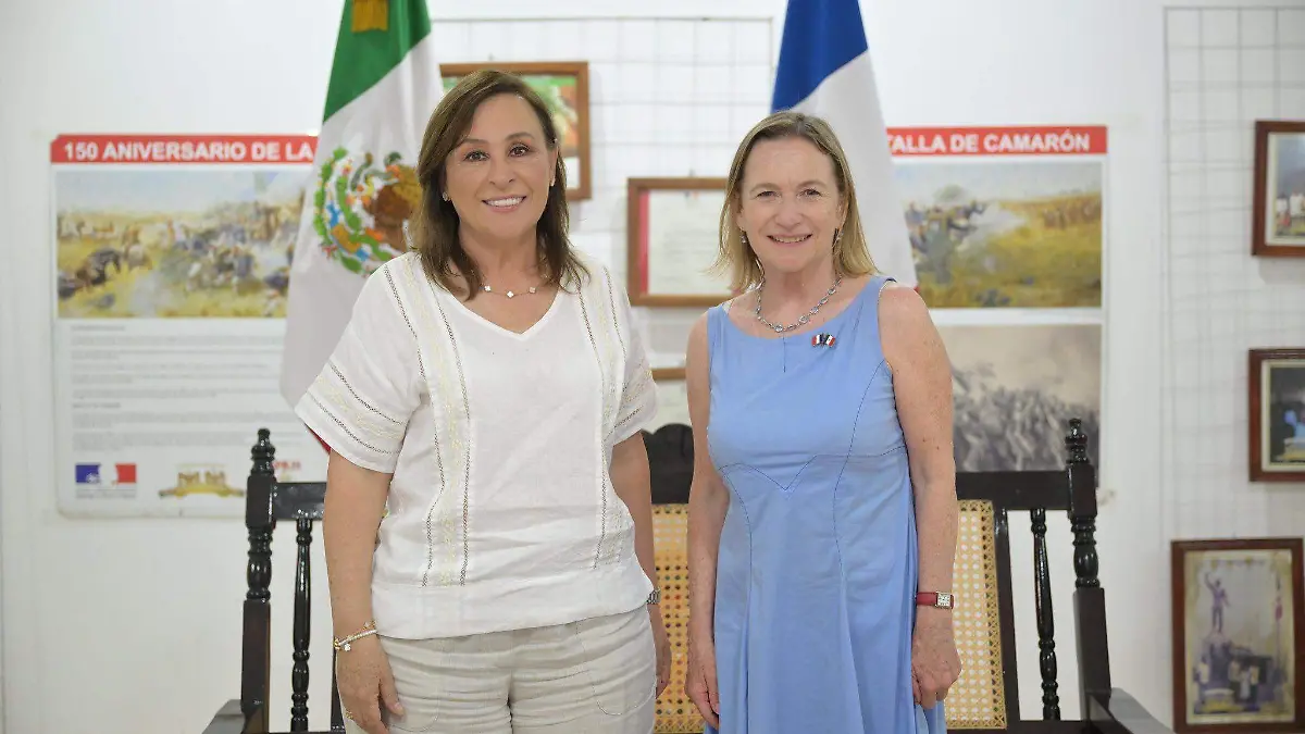 Gobernadora Rocío Nahle García y la embajadora de Francia en México, Delphine Borione