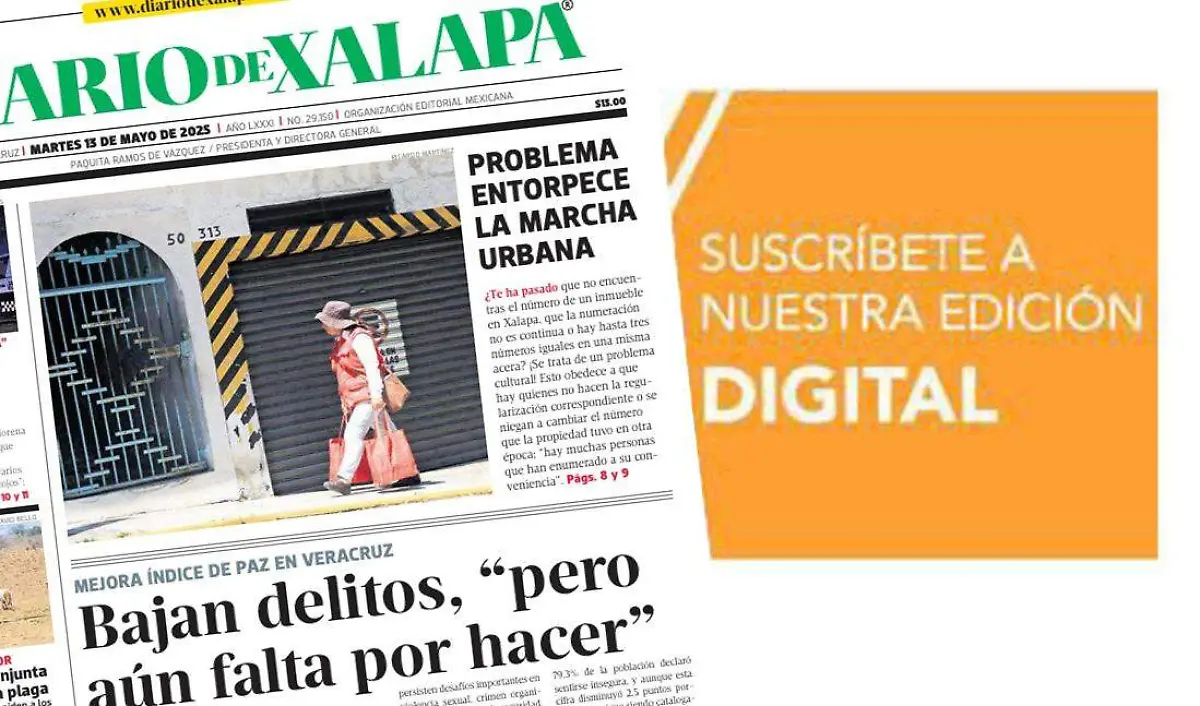 Portada Diario de Xalapa Martes, 13 de mayo 2025