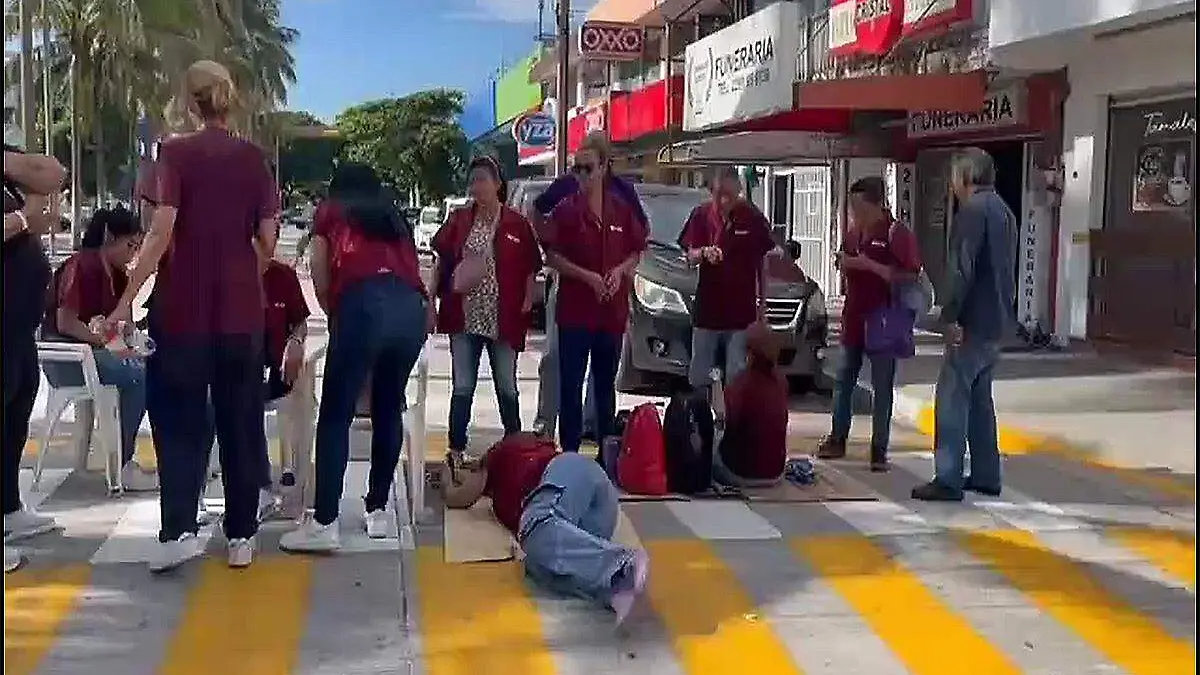 Protesta trabajadores limpieza Veracruz
