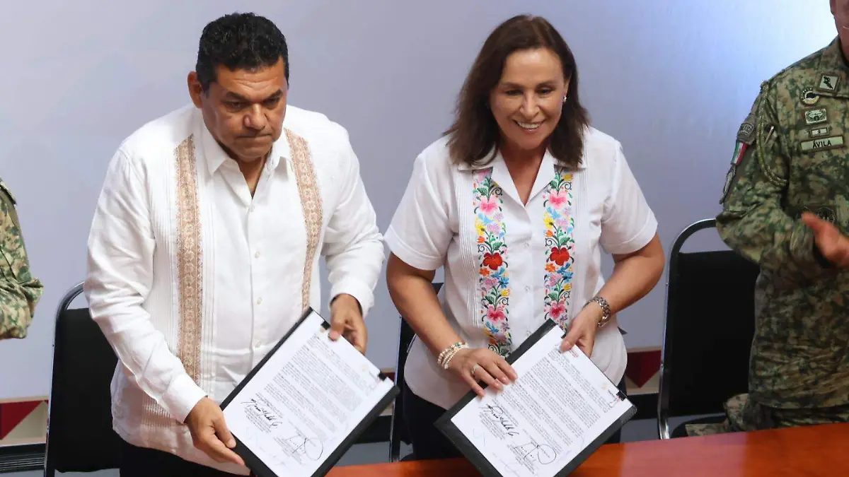 Firma de colaboración de seguridad Veracruz Tabasco, los gobernadores Rocío Nahle  García y Javier May Rodríguez 