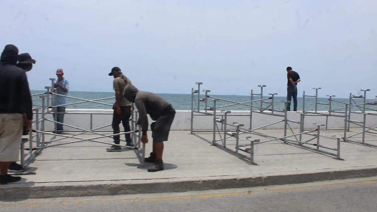 instalación de gradas para carnaval 