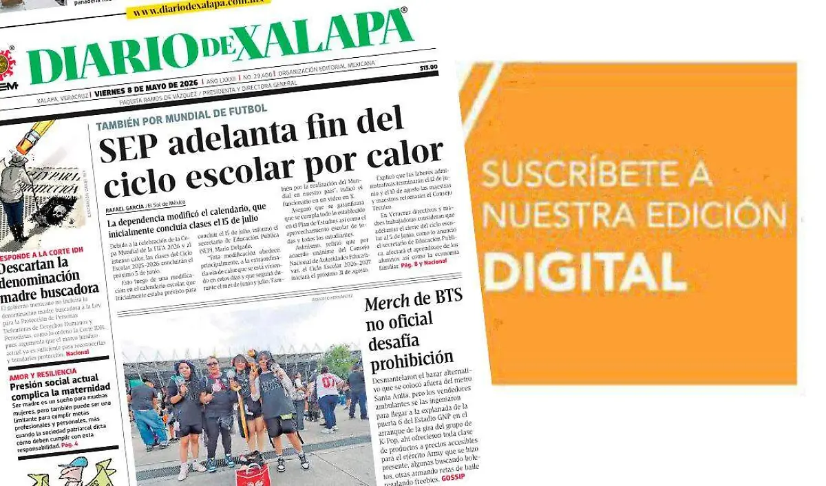 Portada viernes 8 de mayo de 2026