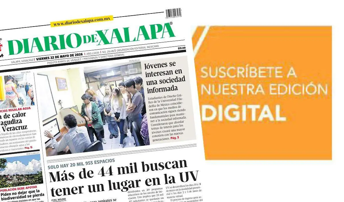 Portada Diario de Xalapa Viernes, 22 de mayo 2026