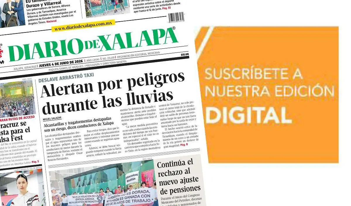 Portada Diario de Xalapa Jueves, 4 de junio 2026