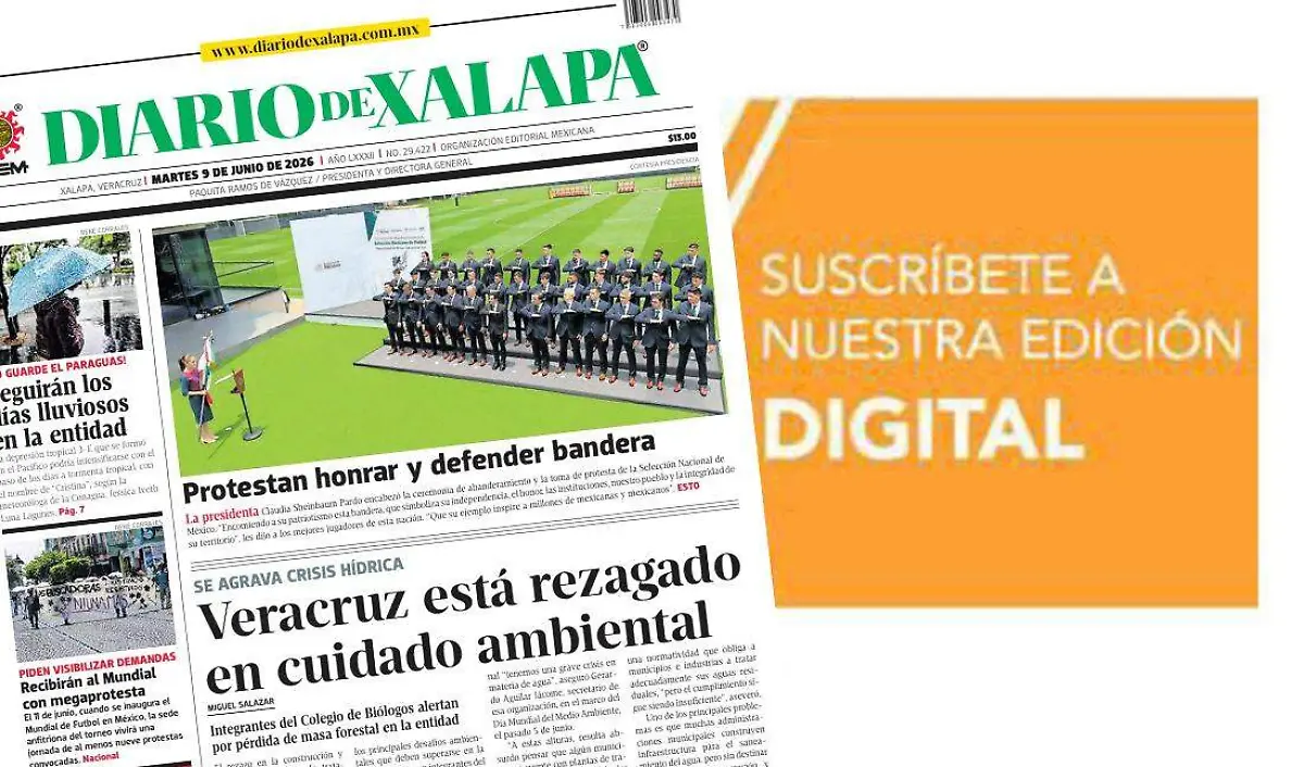 Portada Diario de Xalapa Martes, 9 de junio 2026