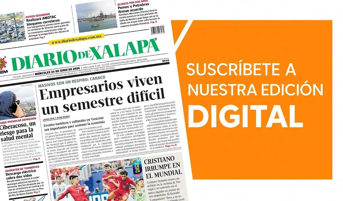Portada Diario de Xalapa Miércoles, 24 de junio 2026