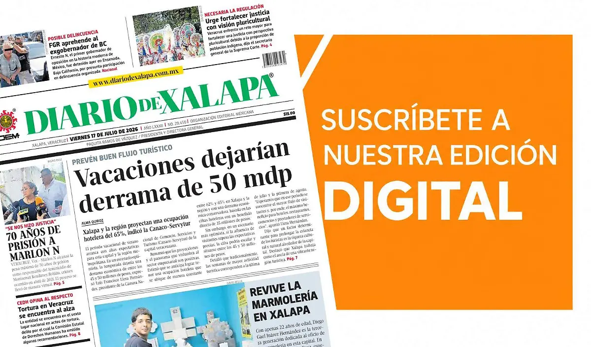 Portada Diario de Xalapa Viernes, 17 de julio 2026