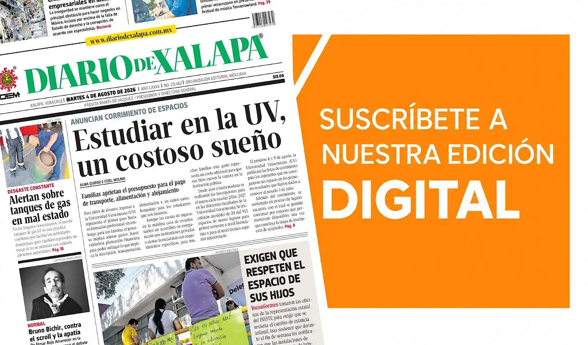 Portada Diario de Xalapa Martes, 4 de agosto 2026