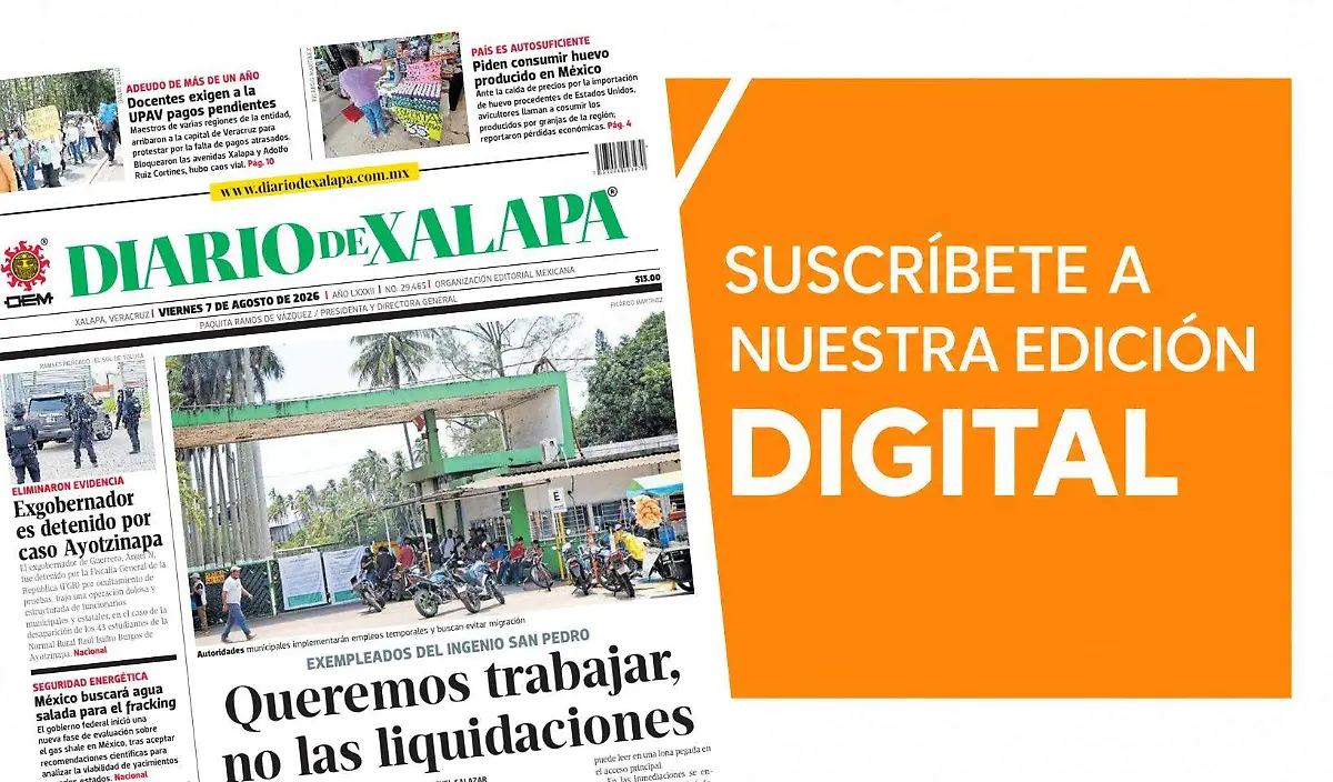 Portada Diario de Xalapa Viernes, 7 de agosto 2026
