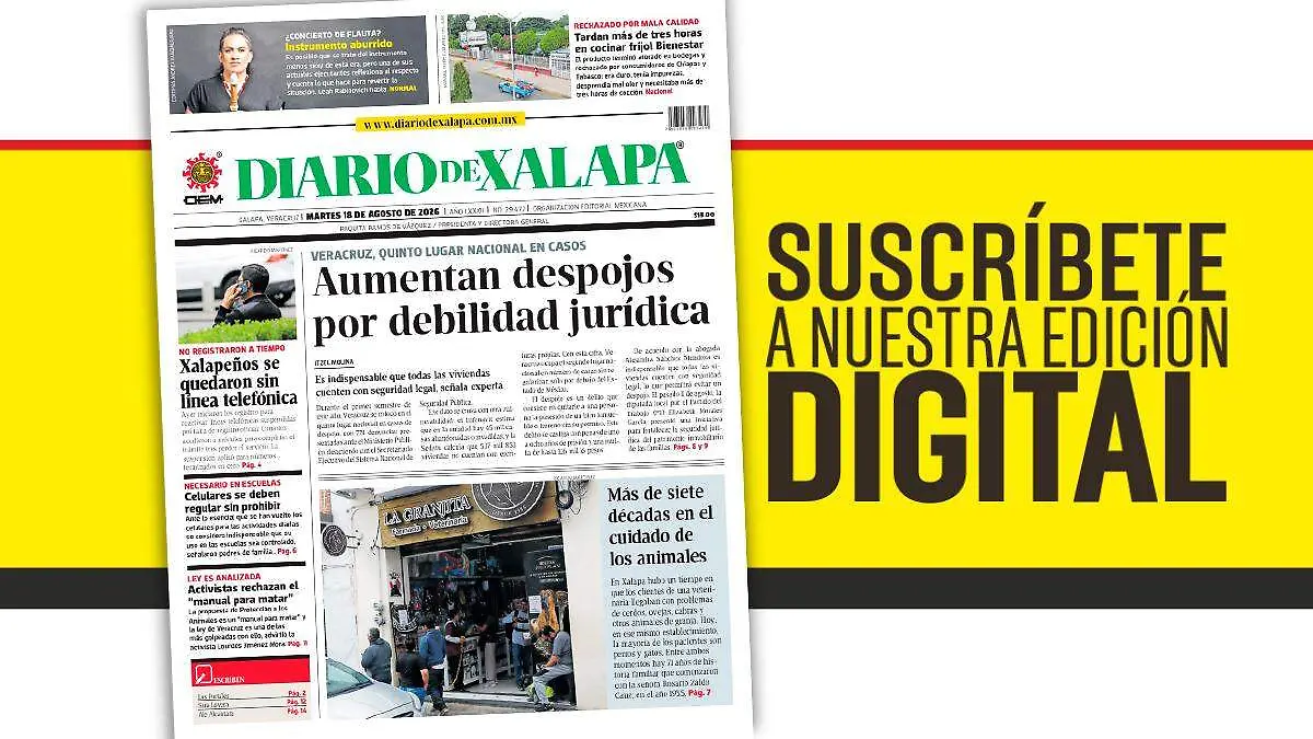 Portada Diario de Xalapa Martes, 18 de agosto 2026