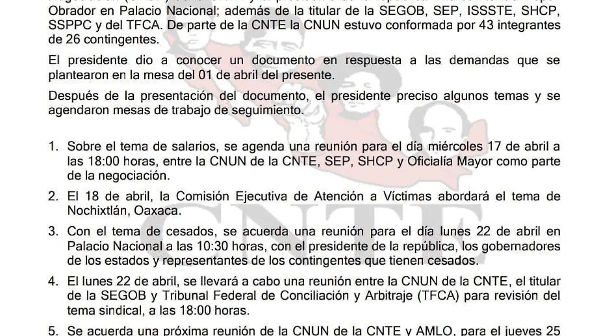 Comunicado Oficial CNTE