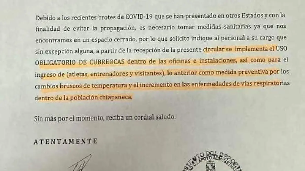 Comunicado Indeporte