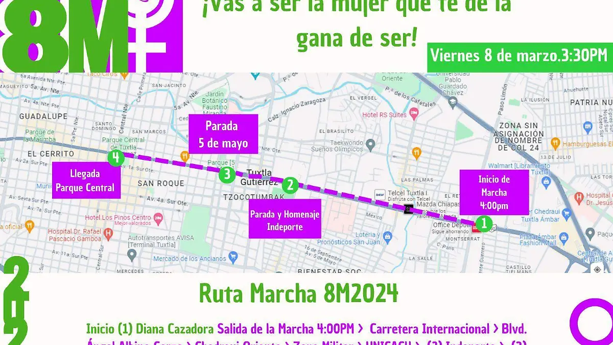 ruta de la marcha del 8m