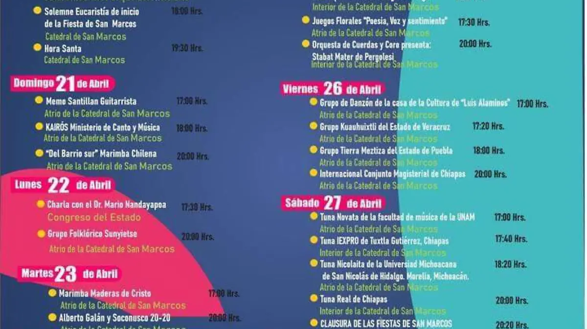 Horarios de feria san marcos tuxtla