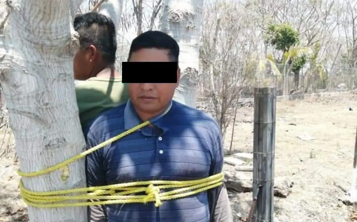 detenidos, ladrones, amarrados