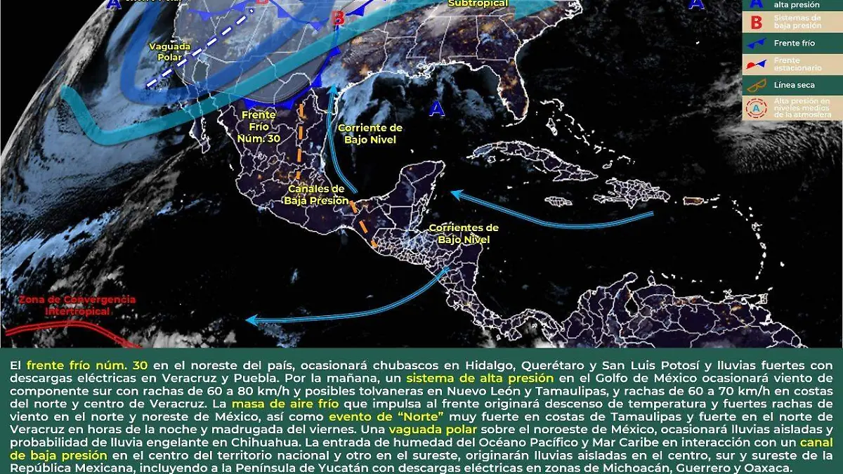 Frente frío número 30 ingresará a Chiapas este viernes