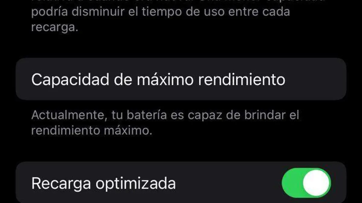 Porcentaje de vida de la batería 