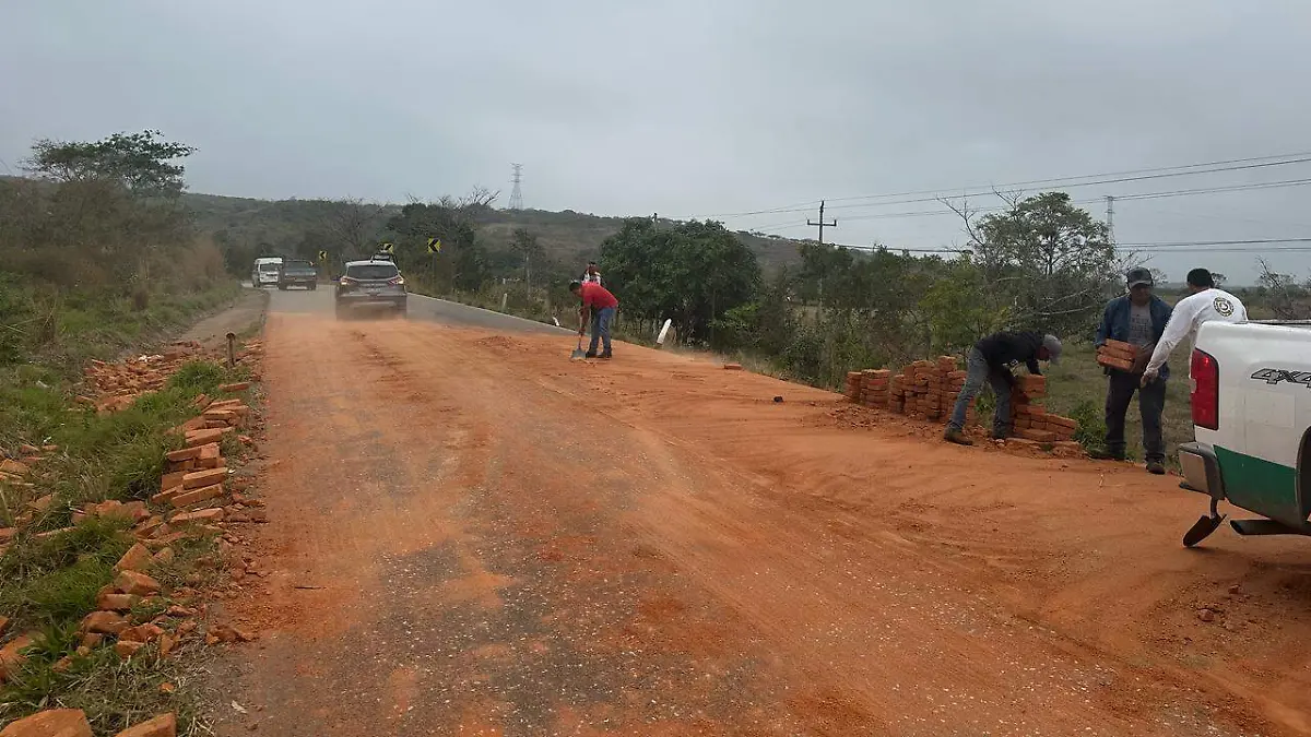 ladrillos regados en carretera 2