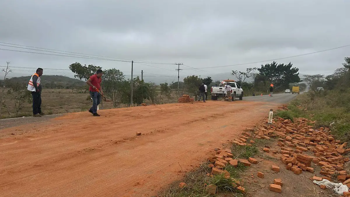 ladrillos regados en carretera 3