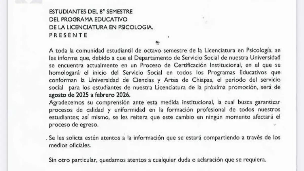 Pliego petitorio Unicach estudiantes psicología