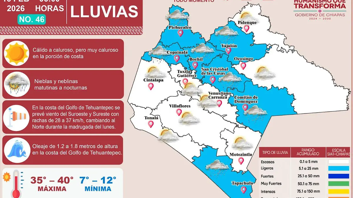 Pronóstico del tiempo hoy 15 de febrero de 2026