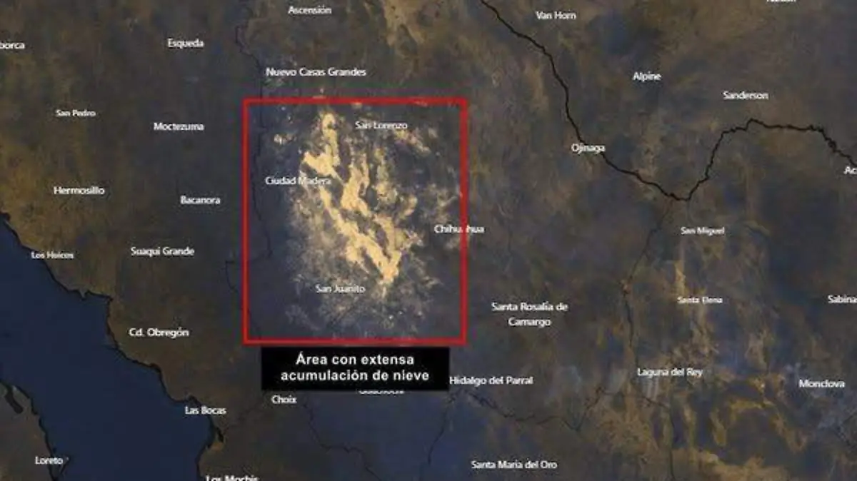 mapa satelital nieve en chihuahua