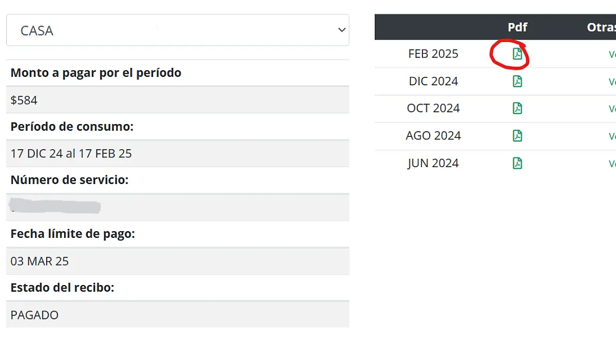 Descargar recibo CFE