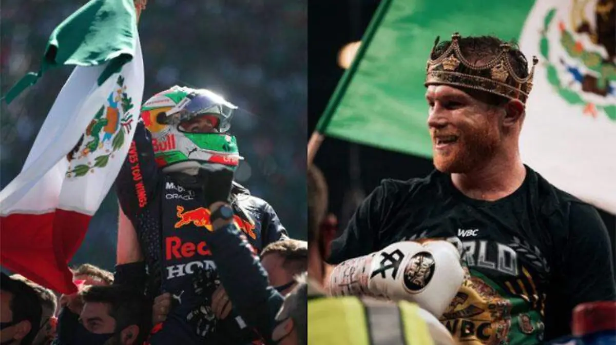 collage checo y el canelo