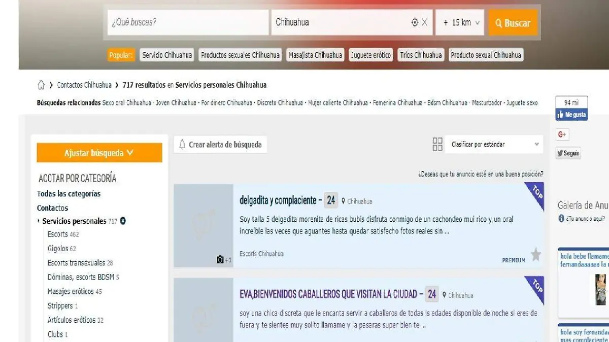 pagina de servicios sexuales-nota Karina