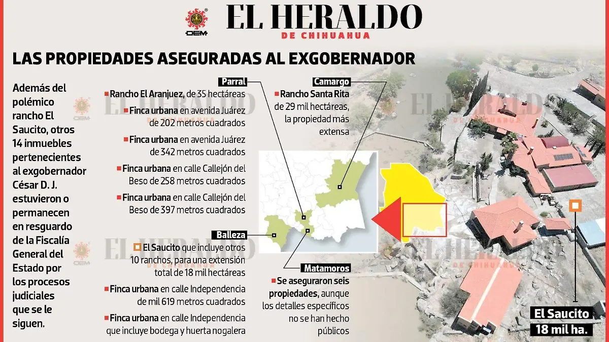 Propiedades aseguradas al exgobernador