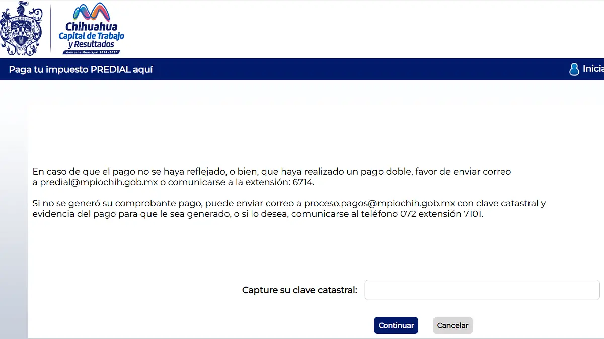 Captura de pantalla pago predial 
