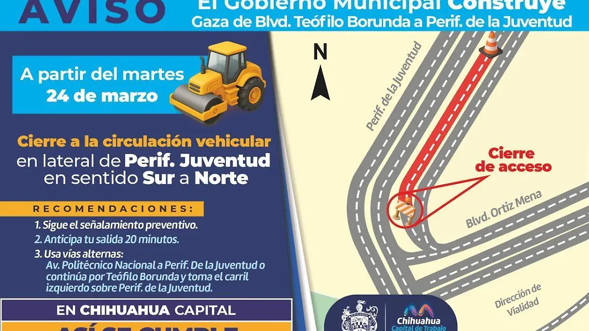 Aviso cierre de vialidad