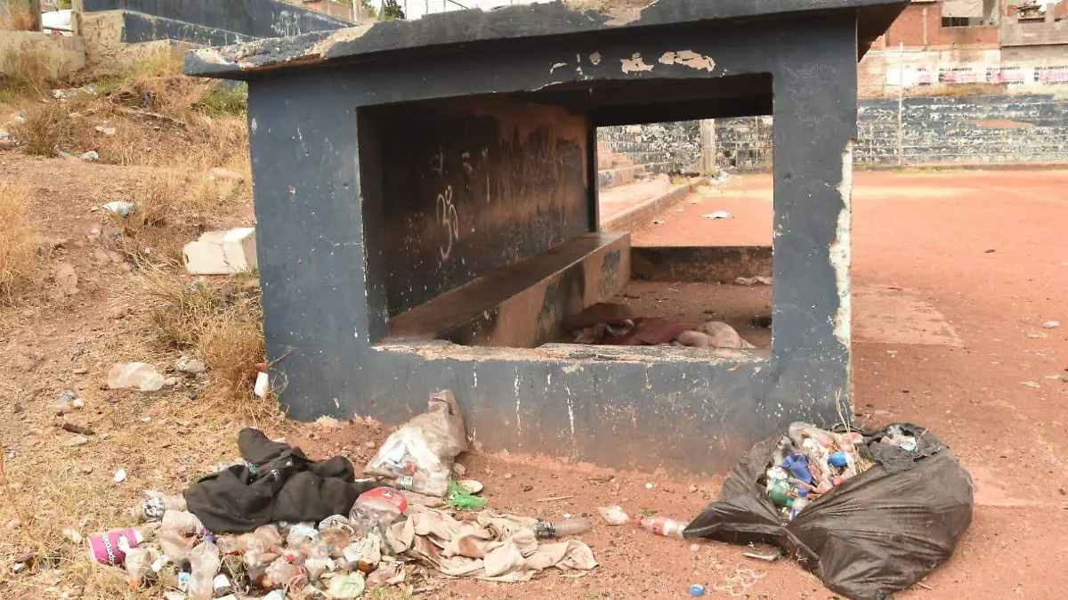 Deterioro y basura en campo de béisbol (2)